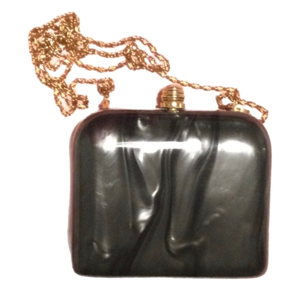 Vintage Handbags - Lucite Pearlized Dark Gray Purse Bag
